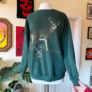 Vintage 90’s Green Deer Print Men's Sweatshirt